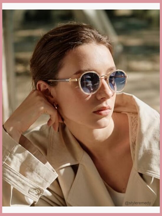 Retro Round Sunglasses for Women Polarized UV Protection Durable Acetate-Metal